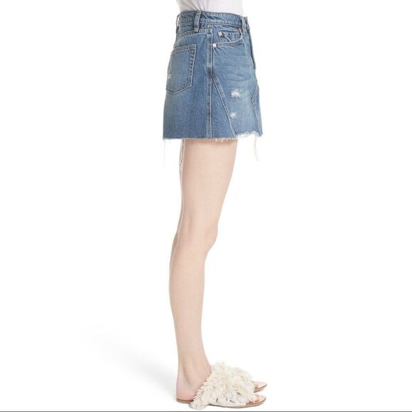 Free People | Ripped Denim Mini Skirt | Blue - Picture 7 of 8